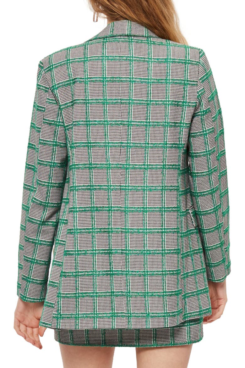 Double Breasted Windowpane Plaid Jacket, Alternate, color, GREEN MULTI