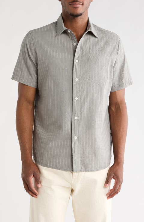 Jupiter Yarn Dyed Seersucker Short Sleeve Button-Up Shirt