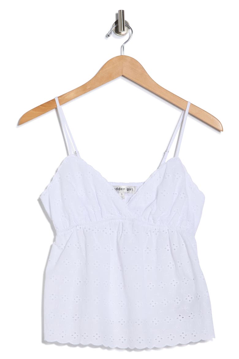 Eyelet Babydoll Cotton Camisole, Alternate, color, WHITE