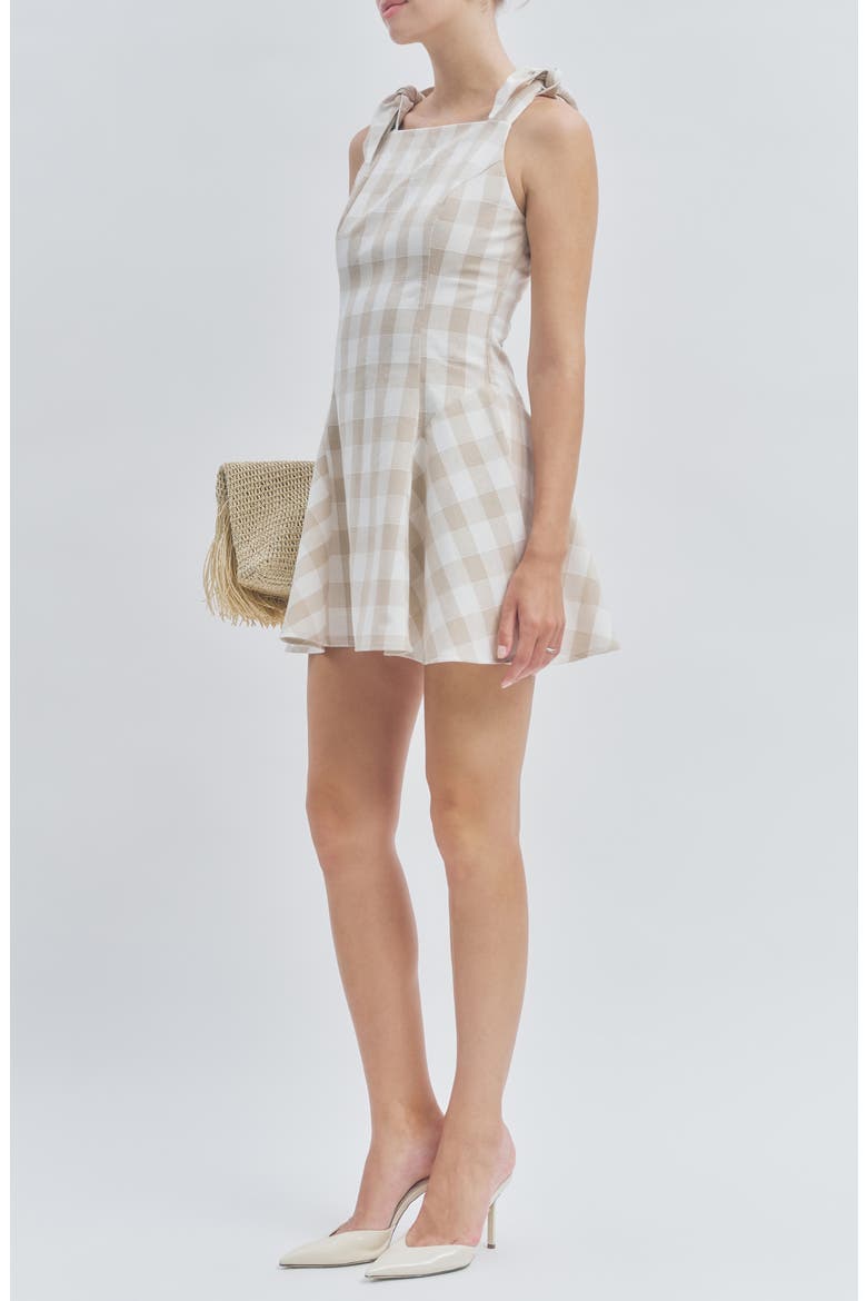 Chelsea Sleeveless Minidress, Alternate, color, BEIGE WHITE GINGHAM