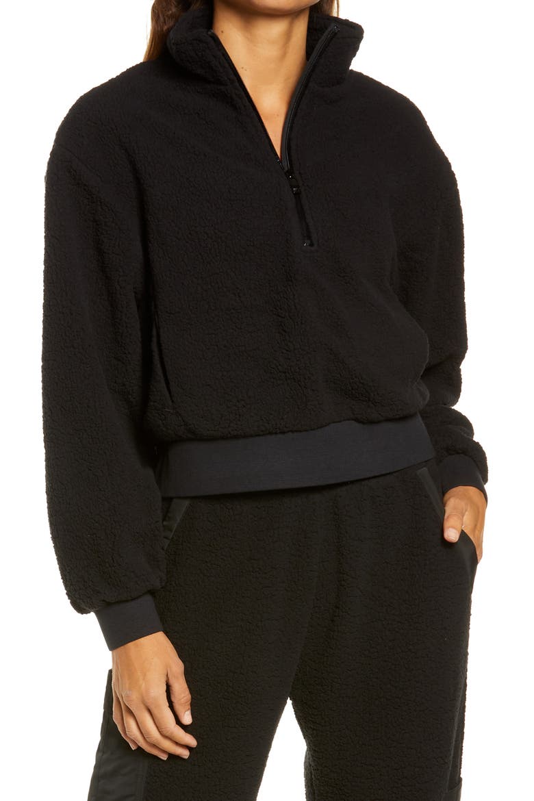 High Pile Fleece Hooded Jacket, Main, color, BLACK