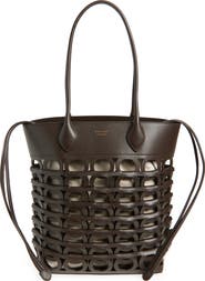 FERRAGAMO Medium Gancini Perforated Leather Tote