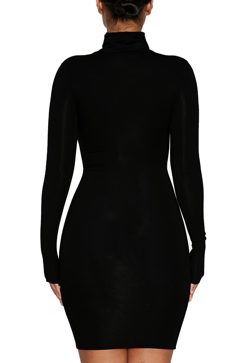 Scrunch Neck Minidress, Alternate, color, BLACK