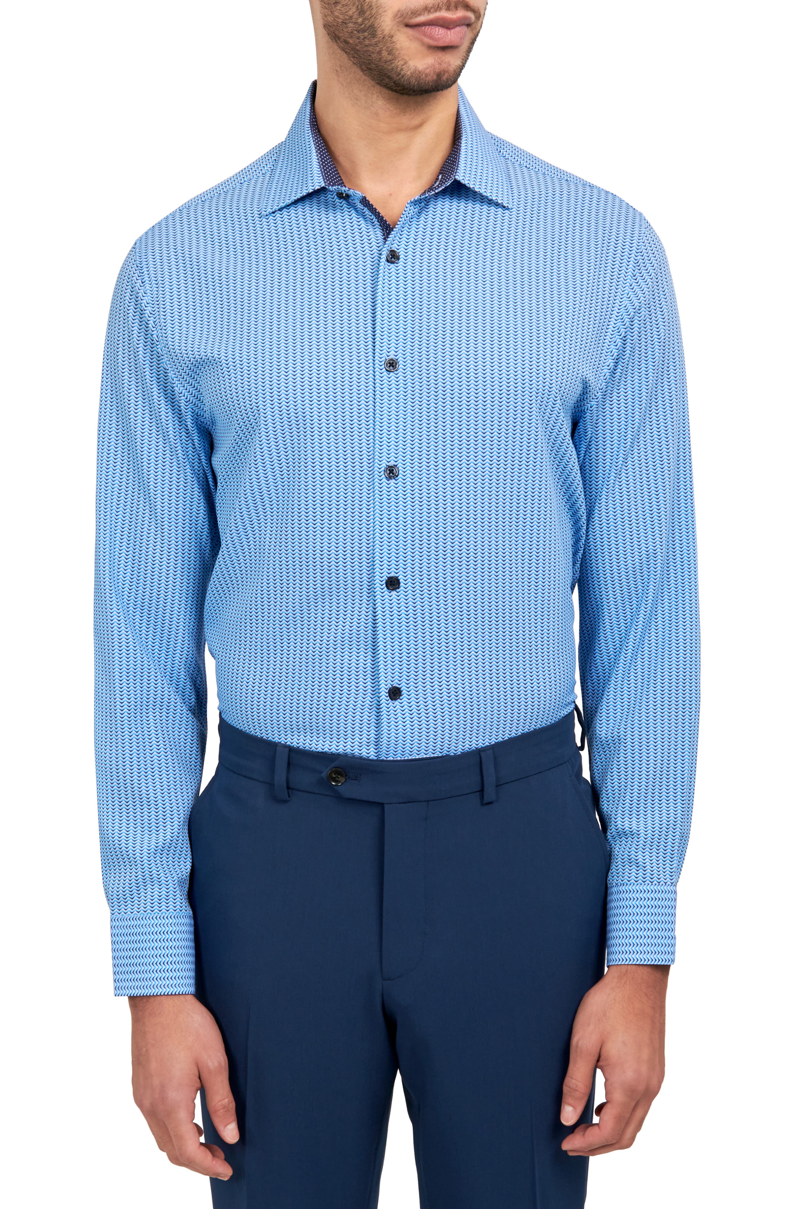 W.R.K Zig Zag Print Stretch Performance Dress Shirt