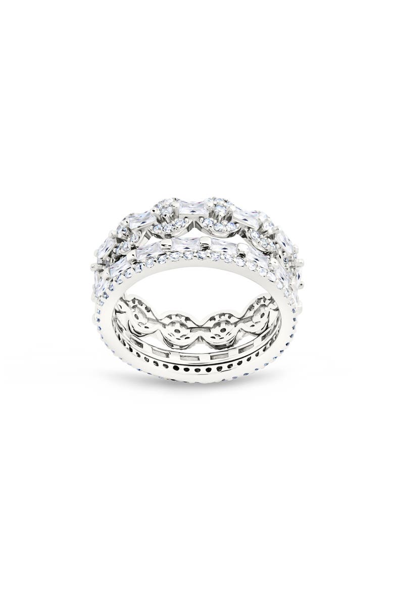 Melody Set of 3 Sterling Silver Cubic Zirconia Stackable Rings, Main, color, SILVER