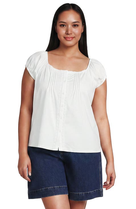 Sleeveless Lightweight Jersey Pintuck Button Front Blouse