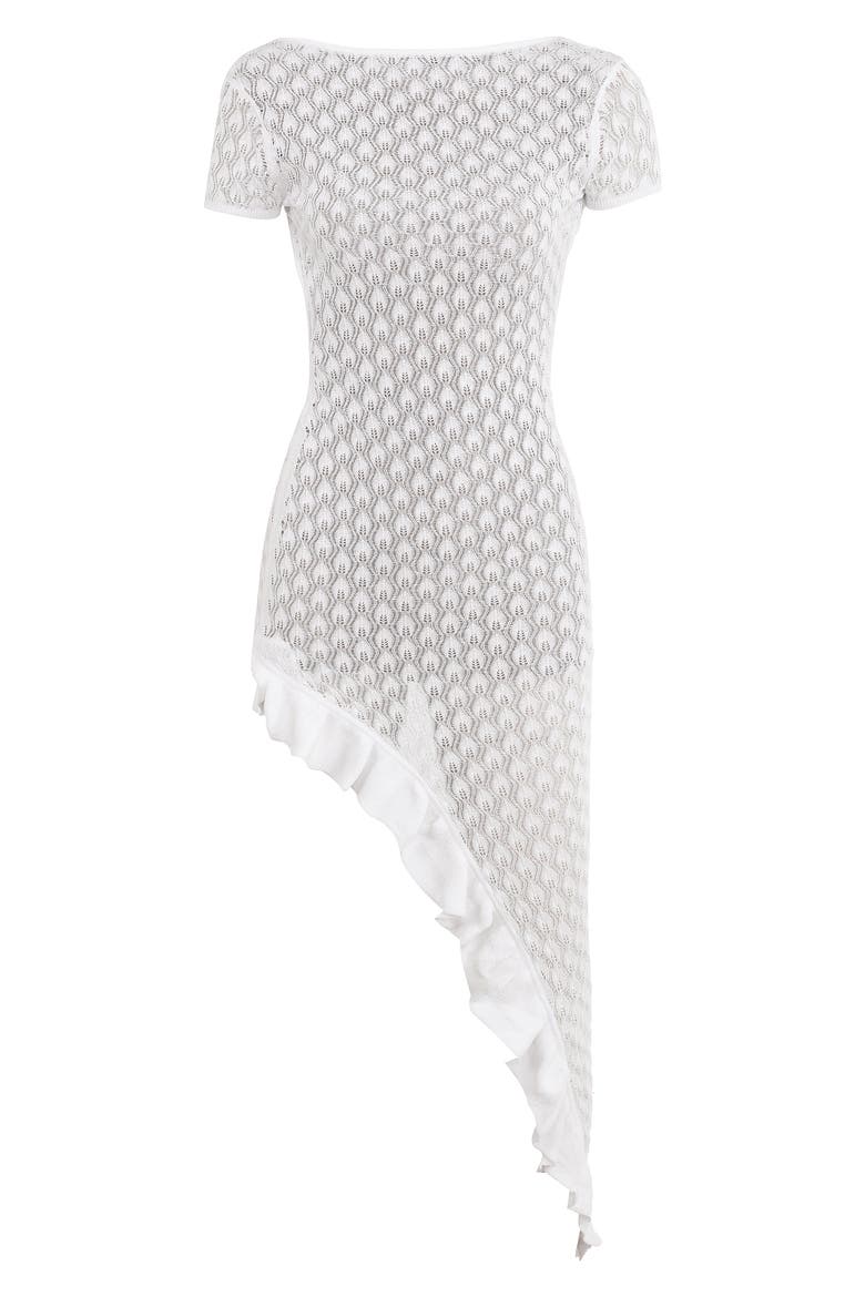 Pointelle Open Back Cocktail Dress, Alternate, color, WHITE