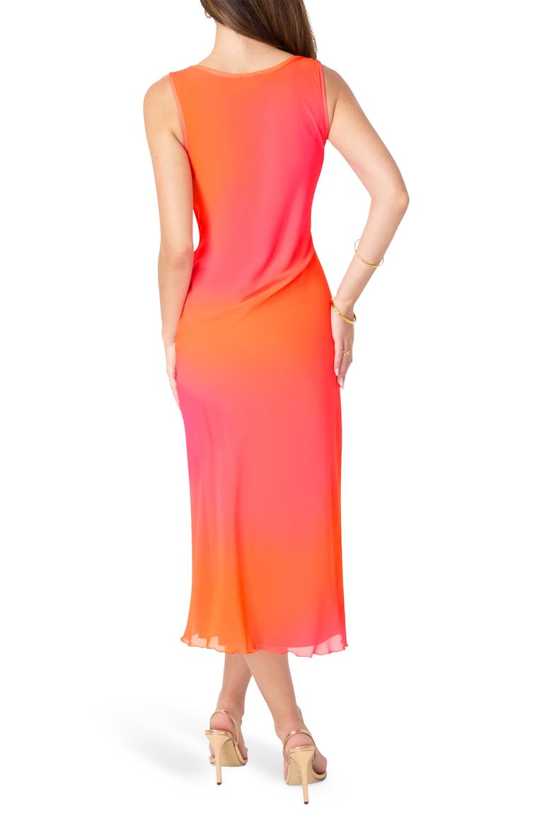 Smudge Chiffon Racerback Maxi Dress, Alternate, color, ORANGE/ FUSHIA
