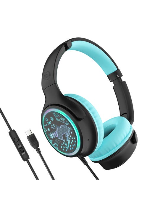 KidJamz KJ65U Safe Listening USB-C Over-Ear Headphones for Kids with LED Lights