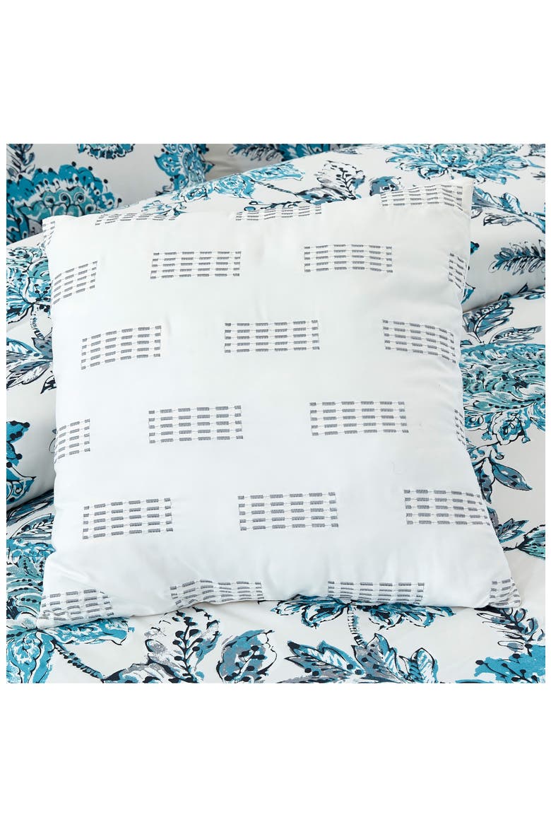 Floral Print Microfiber 5-Piece Comforter Set, Alternate, color, WHITE/ TEAL