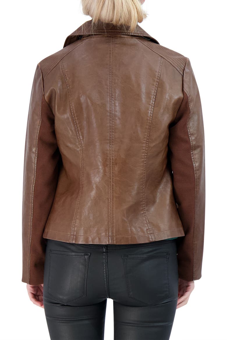 Collection Faux Leather Biker Jacket, Alternate, color, WHISKEY