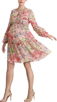 Kimi & Kai Aiko Long Sleeve Maternity Babydoll Dress