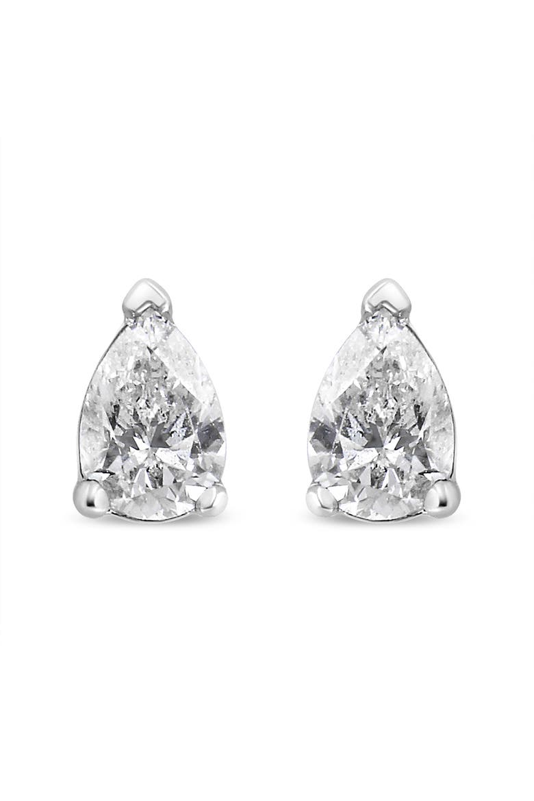 14K White Gold 1/4 Ct Pear Shape Solitaire Lab Grown Diamond Stud Earrings, Alternate, color, White