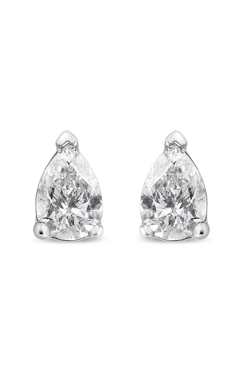 Haus of Brilliance 14K White Gold 1/2 Ct Pear Shape Solitaire Lab Grown Diamond Stud Earrings, Alternate, color, White