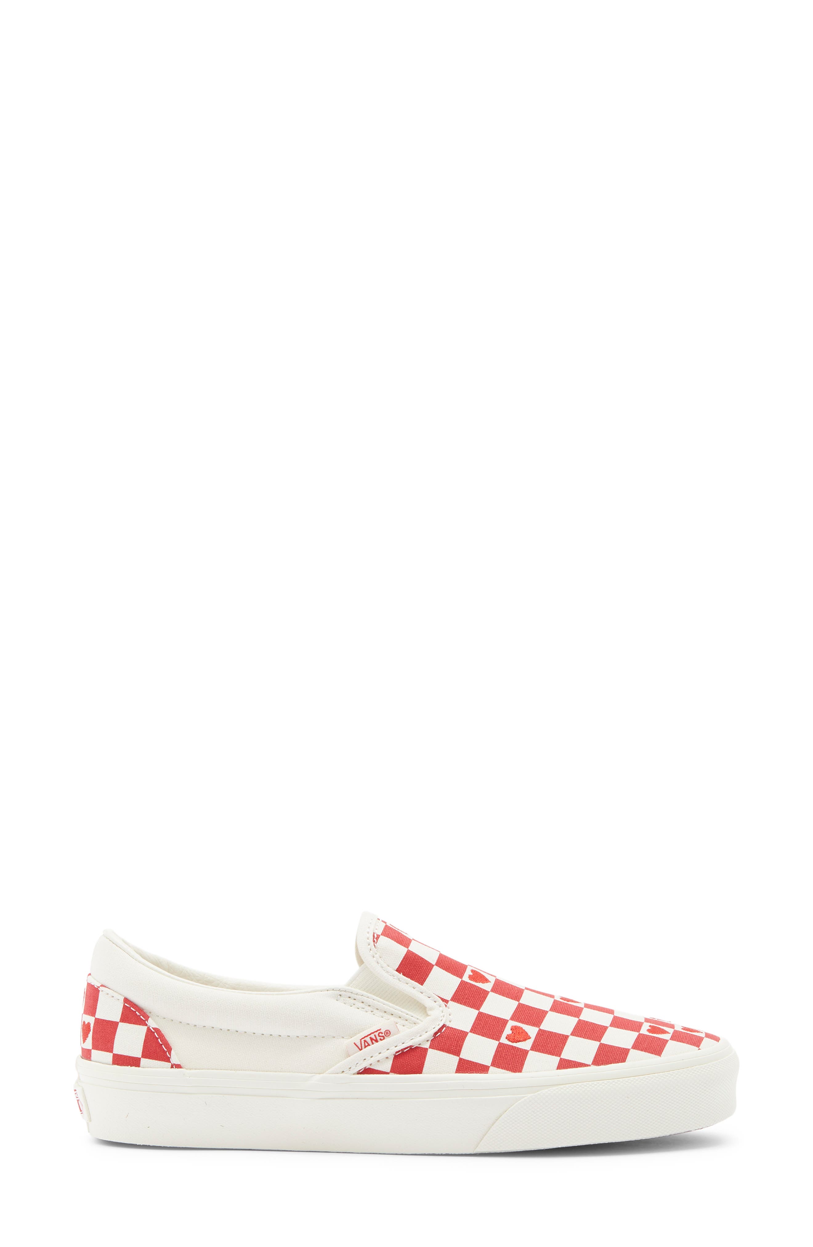 Classic Slip-On Stackform Sneaker, Alternate, color, CHECKERBOARD HEARTS CRIMSON
