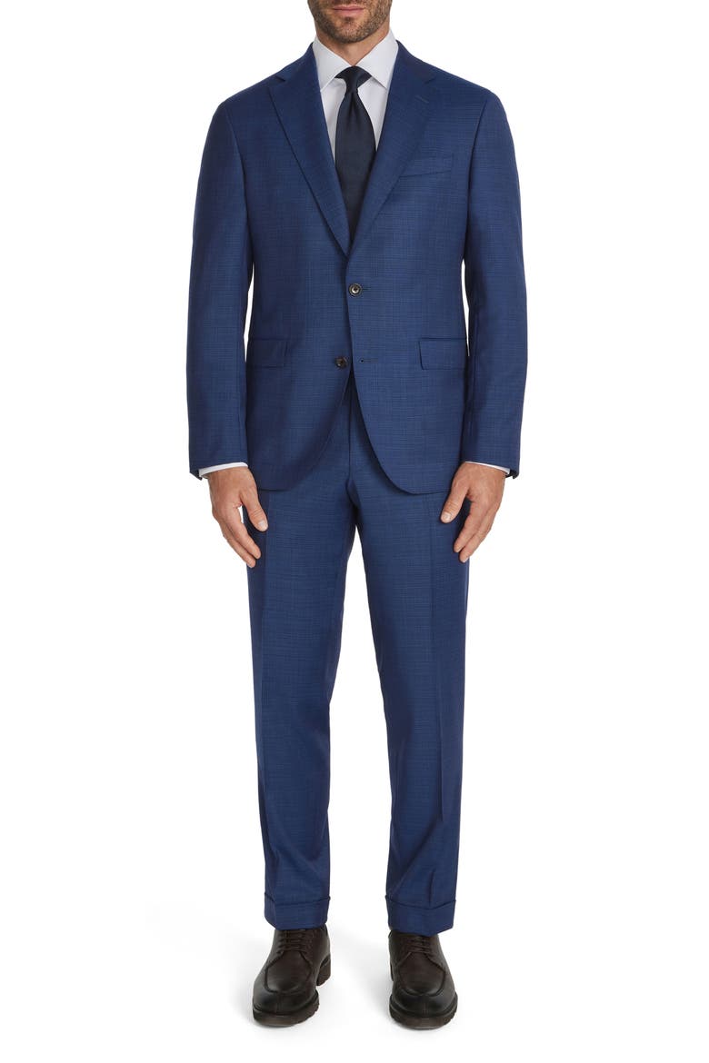 Esprit Blue Slub Wool Suit, Main, color, MID BLUE