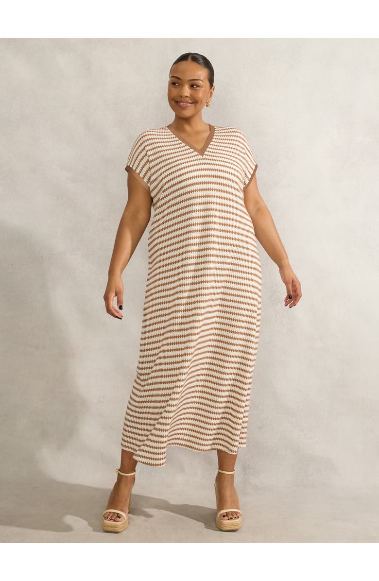 Live Unlimited Contrast Stripe Crochet Dress, Main, color, Multi / Tan