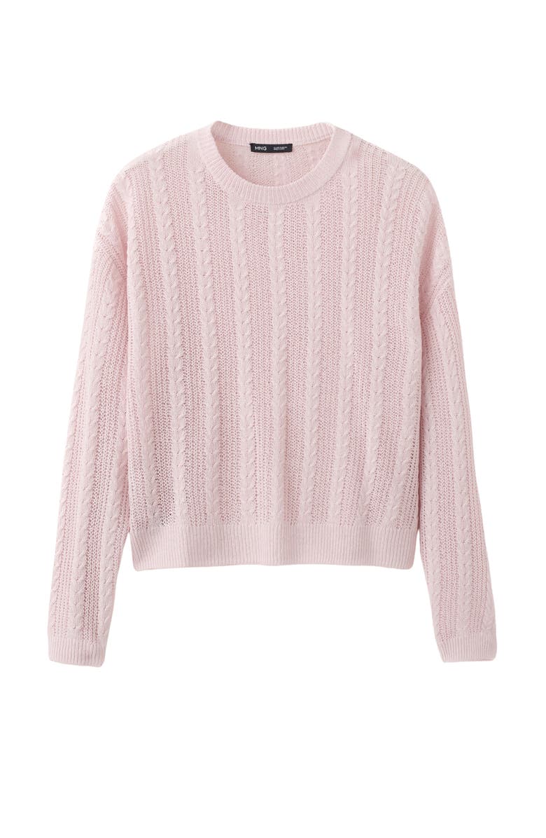 MANGO Lace Pattern Sweater, Alternate, color, Light/ Pastel Pink