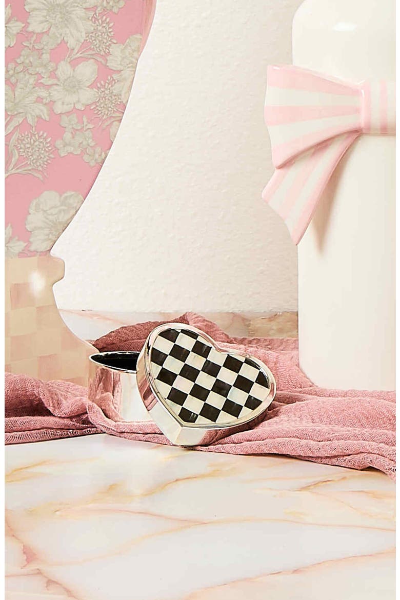 Courtly Check Heart Trinket Box, Alternate, color, BLACK/ WHITE