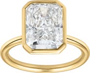 LuvMyJewelry Raha 14K Gold Radiant Bezel Lab Grown Diamond Solitaire Engagement Ring - 4 cts