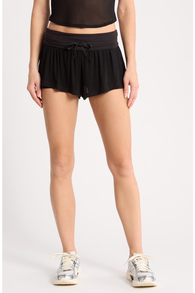 Sunset High Waist Performance Shorts, Main, color, BLACK