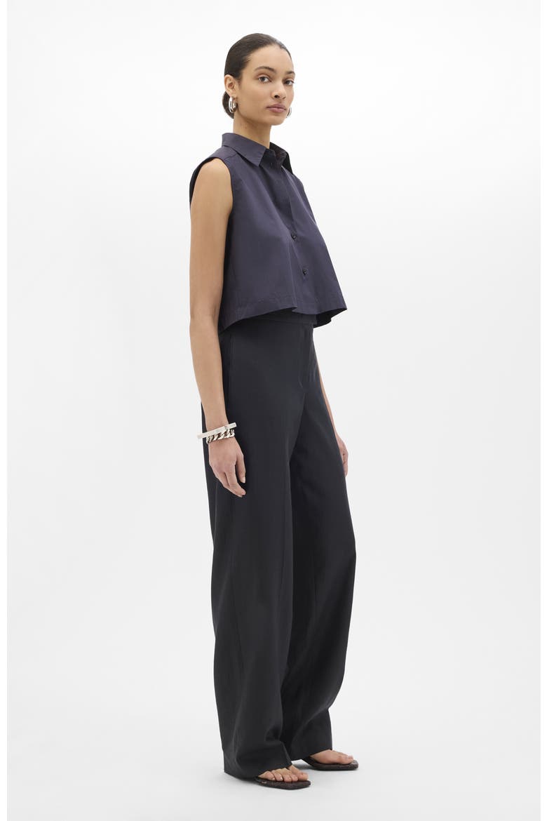 Cropped Sleeveless Shirt, Alternate, color, Midnight