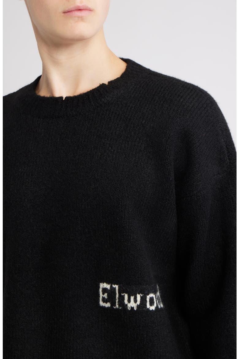 Oversize Crewneck Sweater, Alternate, color, BLACK