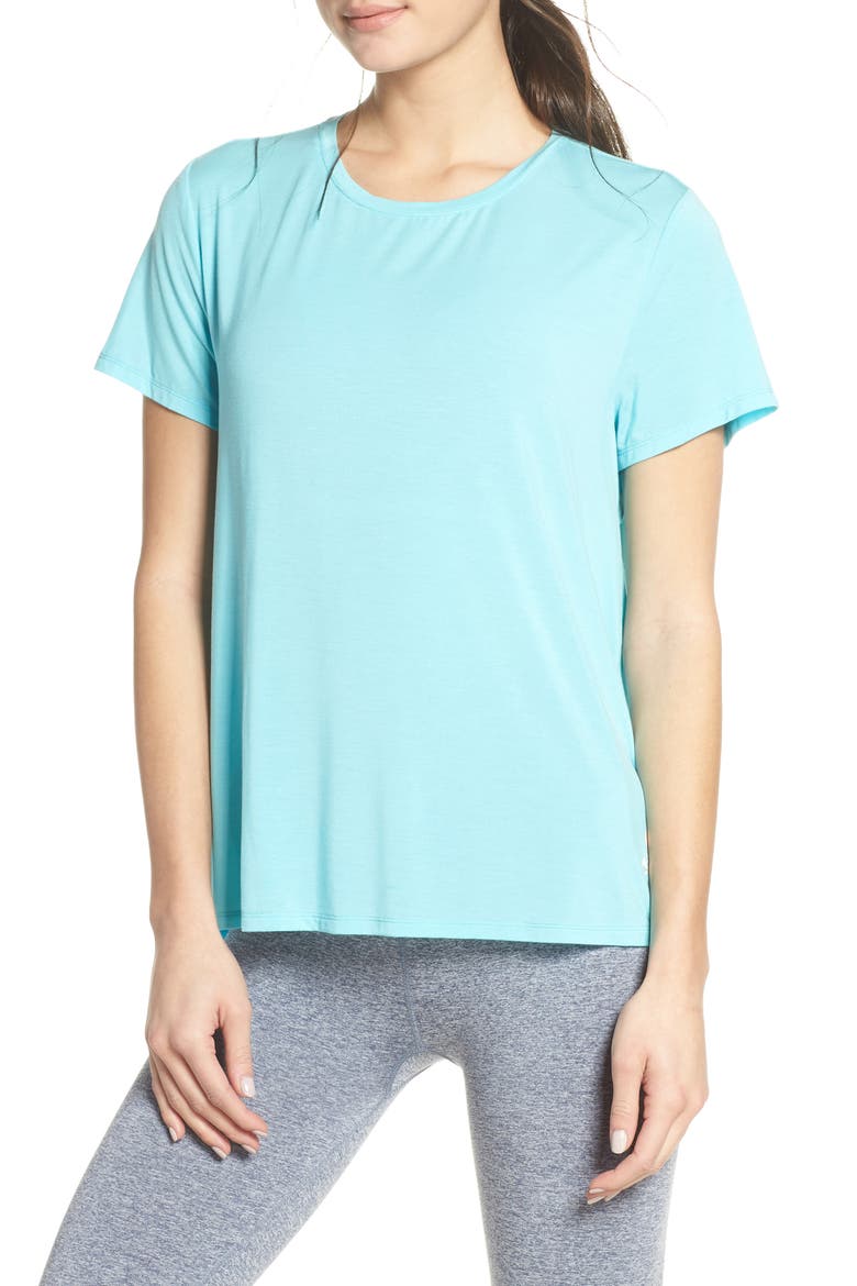 Keyhole Back Tee, Main, color, BLUE