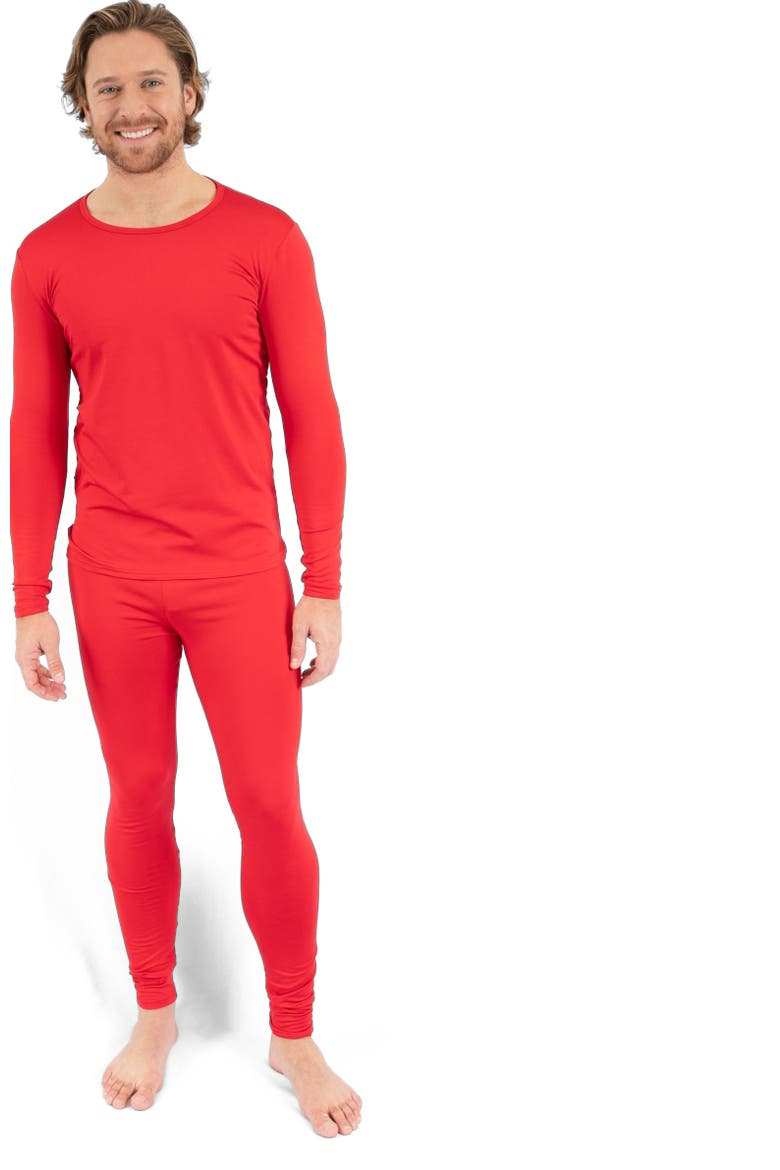 Men's Two-Piece Thermal Long Sleeve Solid Pajamas, Alternate, color, Red