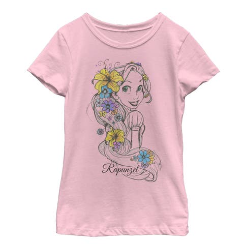 Girl's Disney Tangled Flower Sketch  Graphic T-Shirt