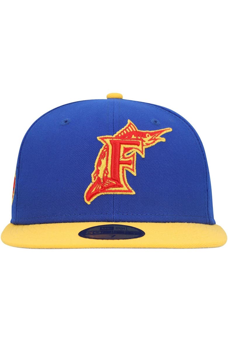Men's New Era Royal/Yellow Florida Marlins Cooperstown Collection Empire 59FIFTY Fitted Hat, Alternate, color, Royal
