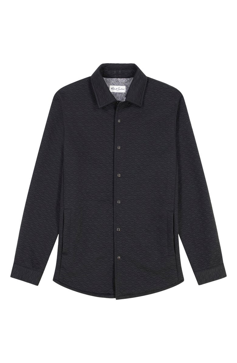 Robert Graham Downey Knit Snap Front Shirt Jacket, Alternate, color, Black