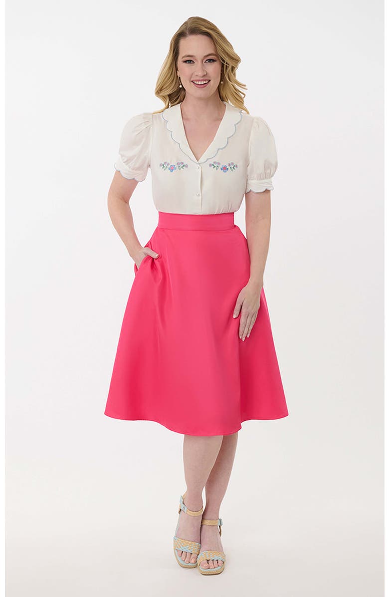 Unique Vintage Retro Style High Waist Vivien Swing Skirt, Alternate, color, Hot Pink