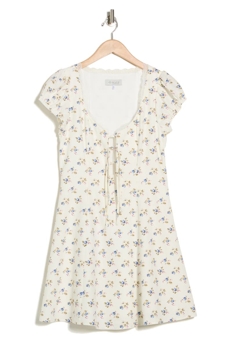 Linen Blend Minidress, Alternate, color, IVORY DITSY