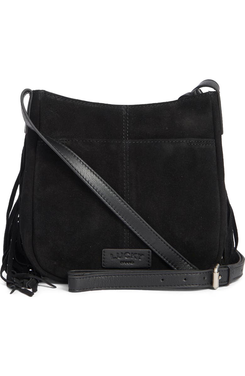 Lucky Brand Bran Nyra Small Fringe Crossbody Bag, Alternate, color, Black