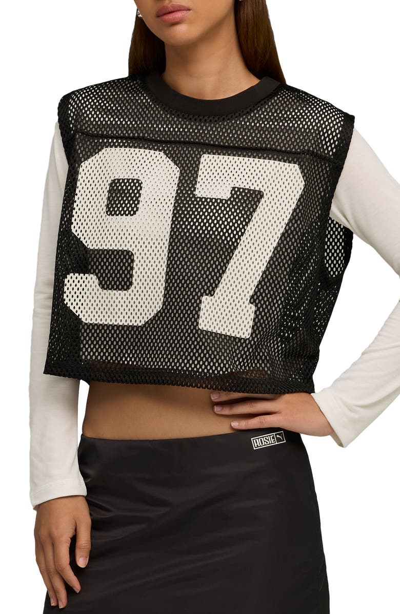 PUMA x Rosé Sleeveless Mesh Jersey, Main, color, Puma Black