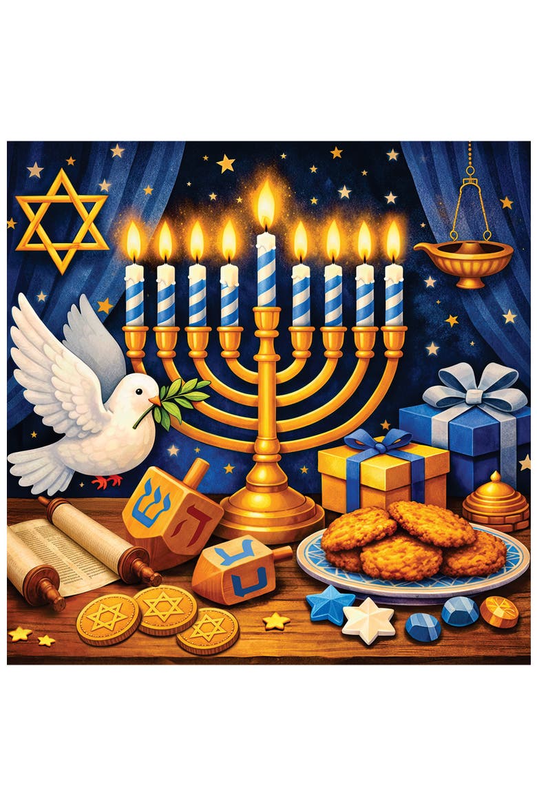 Holiday 100 Piece Puzzle - Hanukkah - 10"x10", Alternate, color, Multicolor
