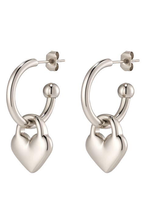 Tarnish Resistant Heart Huggie Hoop Earrings