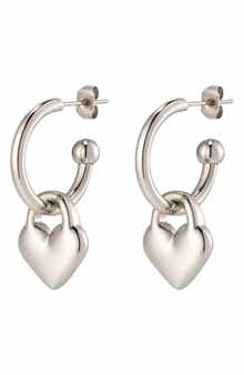 Tarnish Resistant Heart Huggie Hoop Earrings