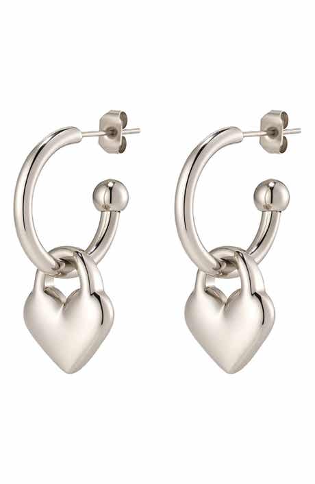 Tarnish Resistant Heart Huggie Hoop Earrings
