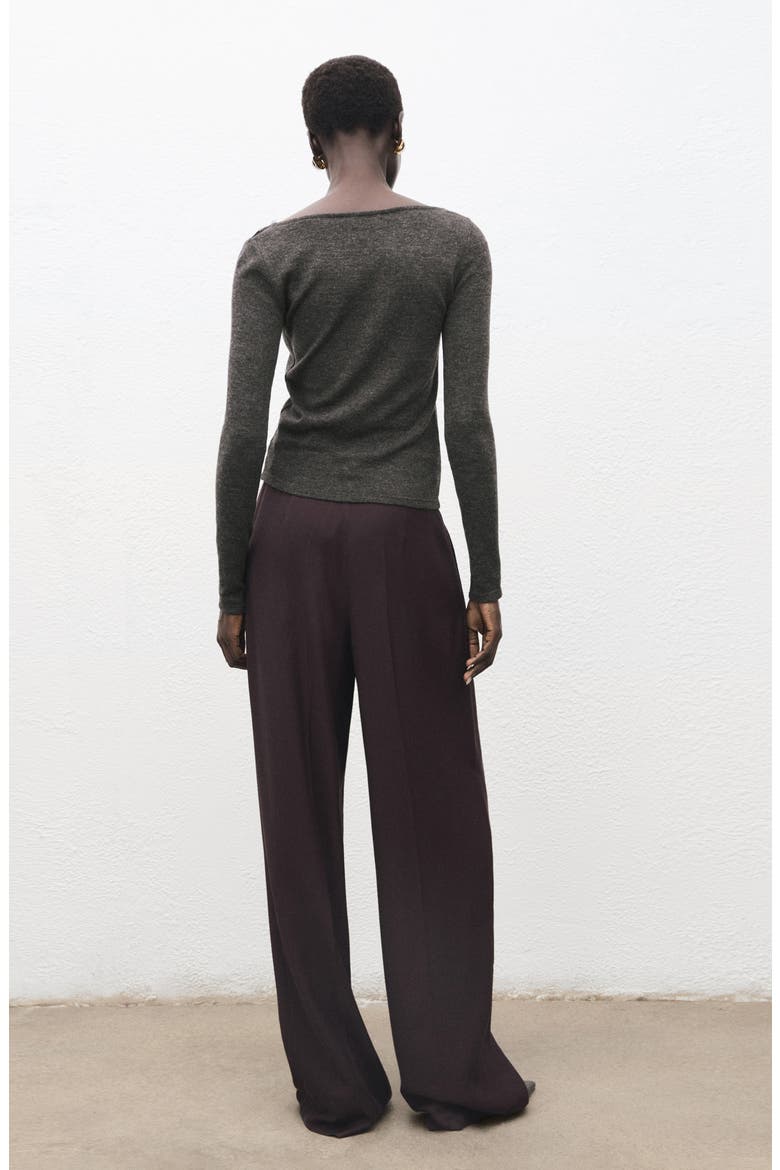 Lace Trim Long Sleeve Top, Alternate, color, MEDIUM HEATHER GREY