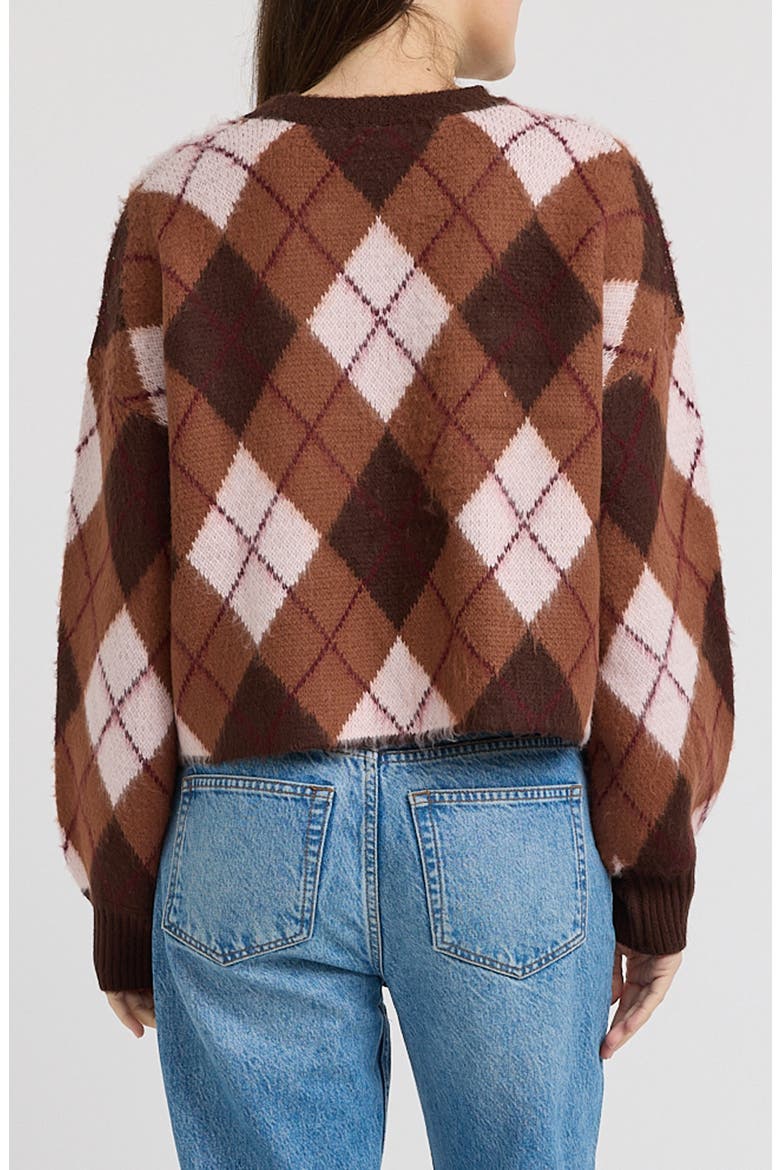 Brooke Argyle Cardigan, Alternate, color, BROWN PINK BURGUNDY