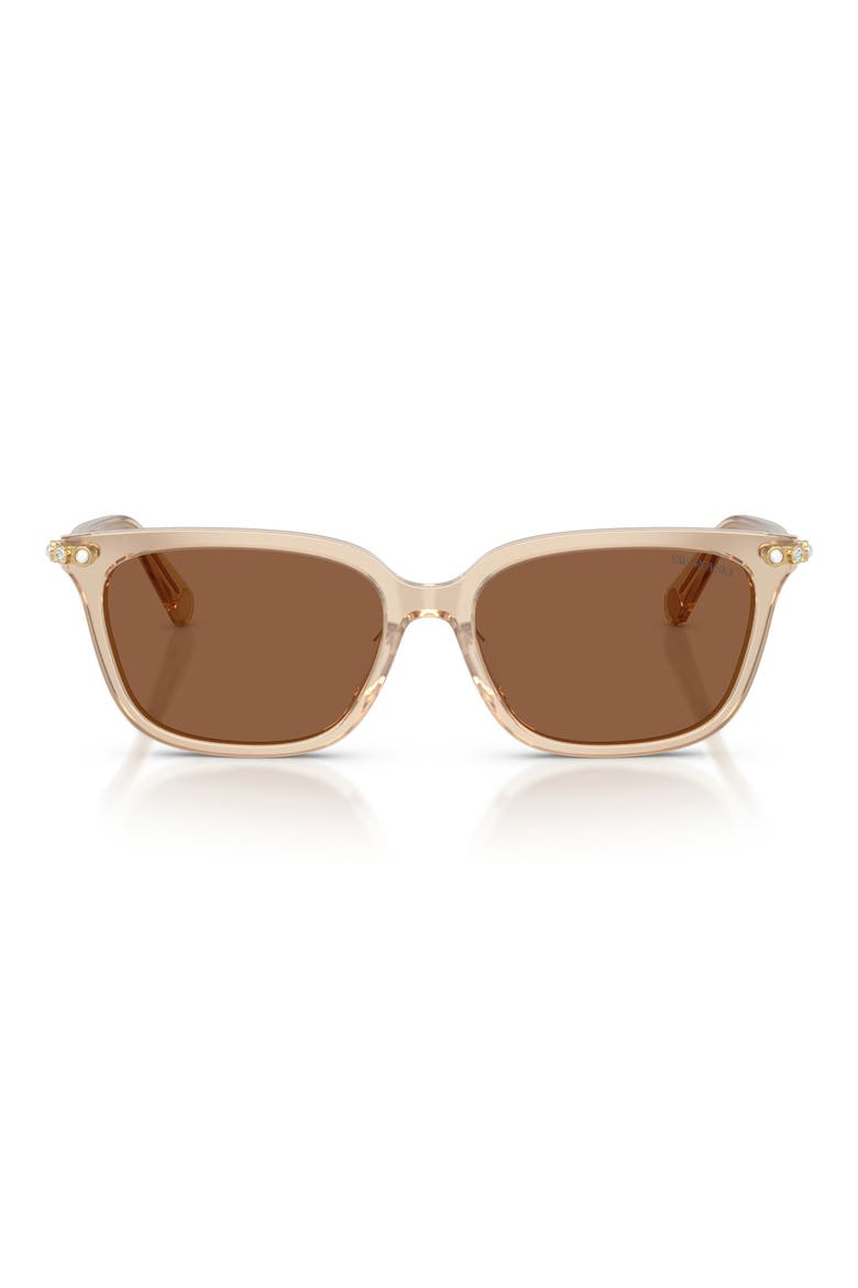 56mm Pillow Sunglasses, Main, color, MILKY BEIGE / BRONZE