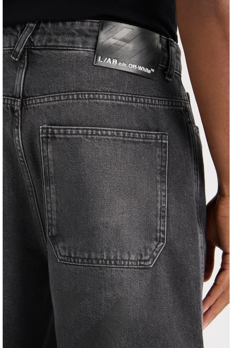 Diagonal Logo Denim Shorts, Alternate, color, PHANTOM BLACK
