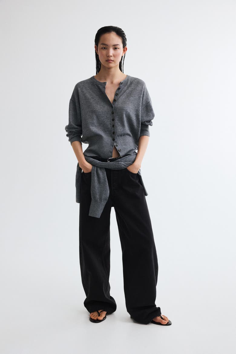 Fine-knit Cardigan, Alternate, color, Gray melange