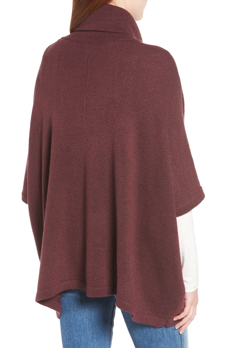 Cowl Neck Sweater Poncho, Alternate, color, BURGUNDY FIG