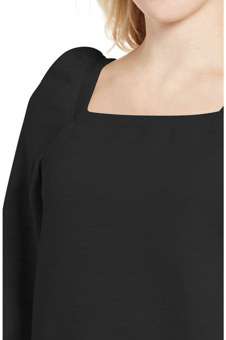 Ariel Square Neck Puff Sleeve Sweatshirt, Alternate, color, BLACK