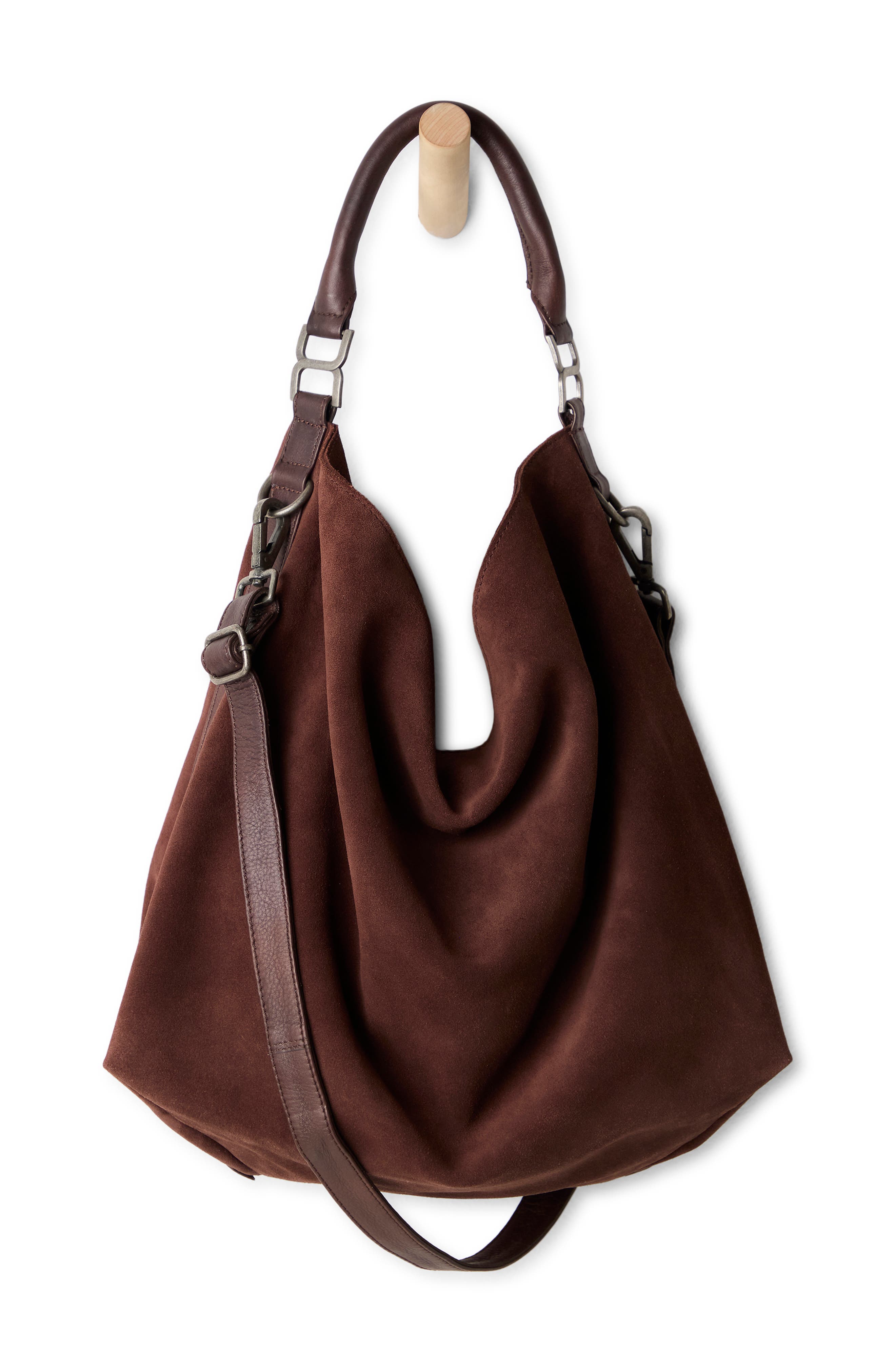 Suzie Suede Slouch Tote, Main, color, ESPRESSO