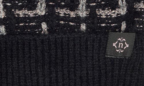 Nanette Lepore Tweed Knit Beanie With Faux Fur Pompom In Black