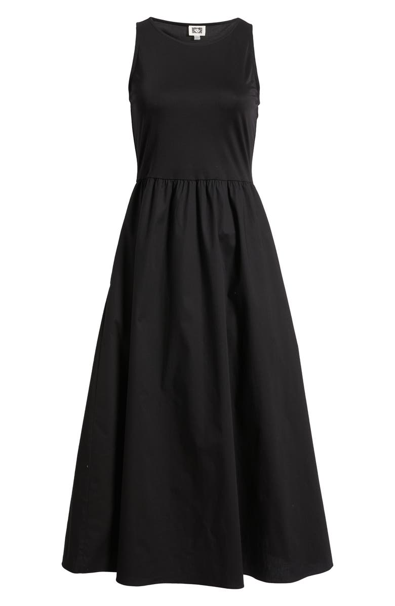 Anne Klein Mixed Media Sleeveless Cotton Midi Dress, Alternate, color, 